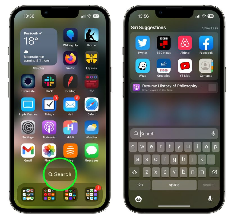 婺城苹果手机维修分享升级到 iOS 16 后，如何删除主屏幕上的搜索按钮 